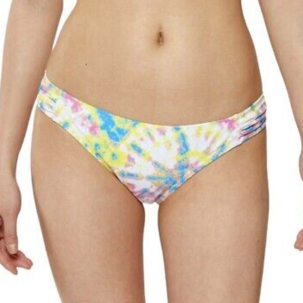 NWT Jessica Simpson Tie Dye Shirred Hipster Bikini Swim Bottoms